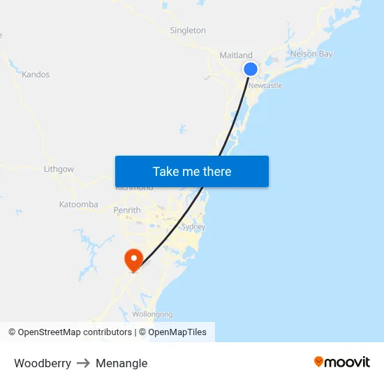 Woodberry to Menangle map