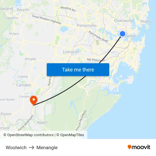 Woolwich to Menangle map