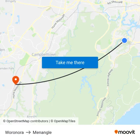 Woronora to Menangle map