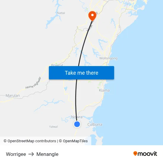 Worrigee to Menangle map