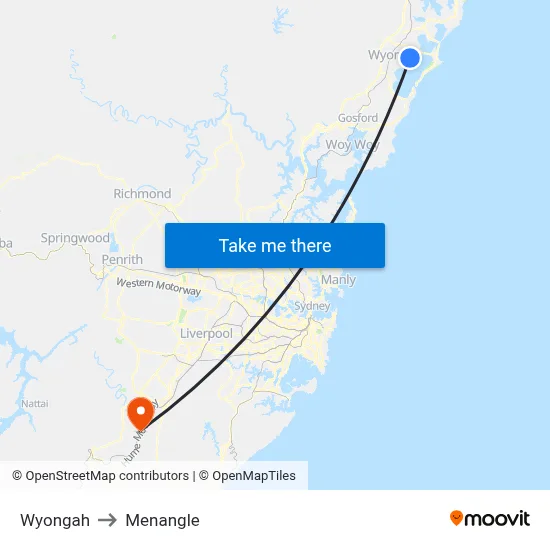 Wyongah to Menangle map