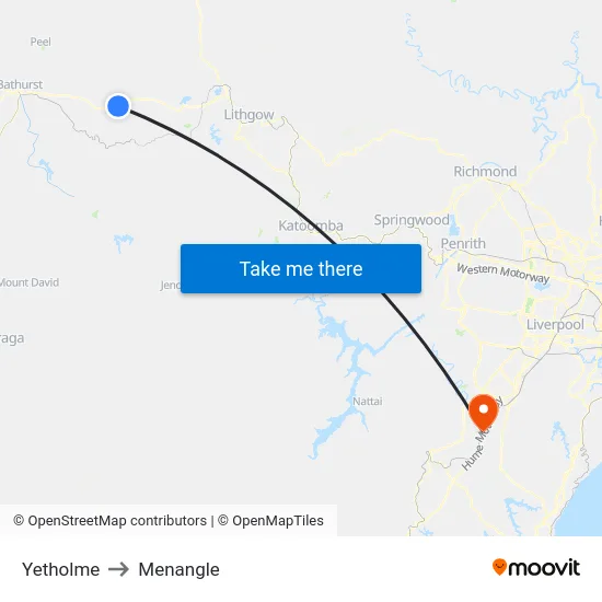 Yetholme to Menangle map