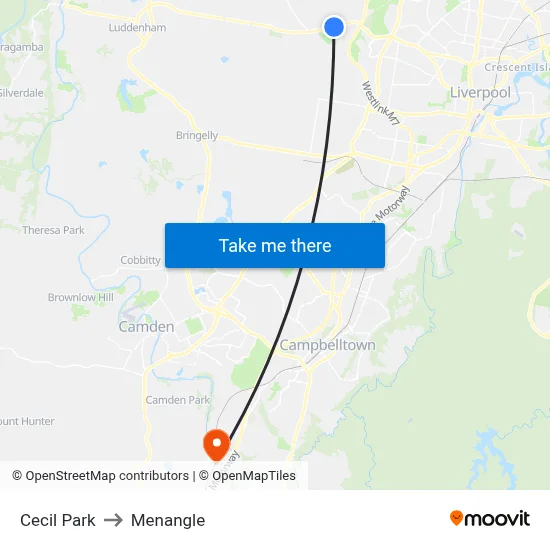 Cecil Park to Menangle map