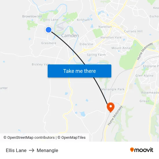 Ellis Lane to Menangle map
