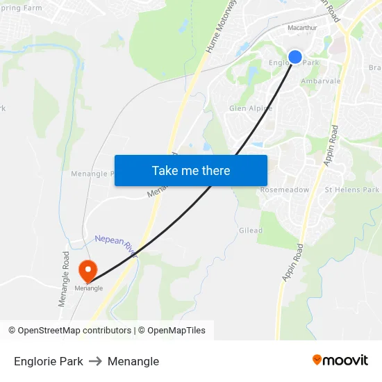 Englorie Park to Menangle map
