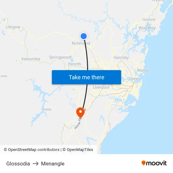 Glossodia to Menangle map