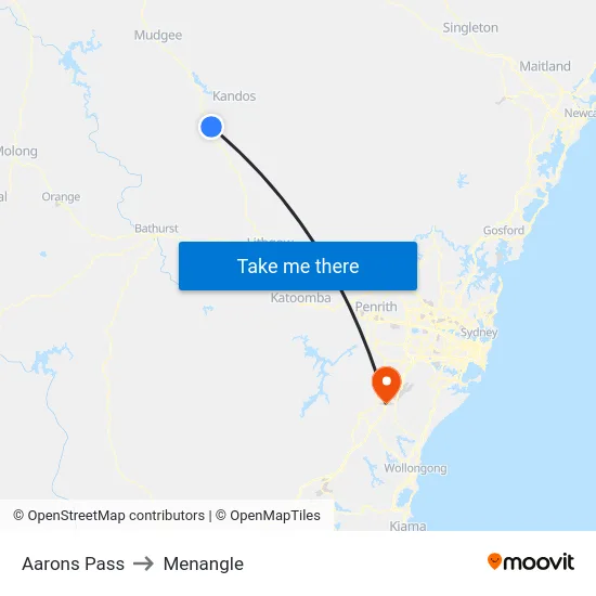 Aarons Pass to Menangle map
