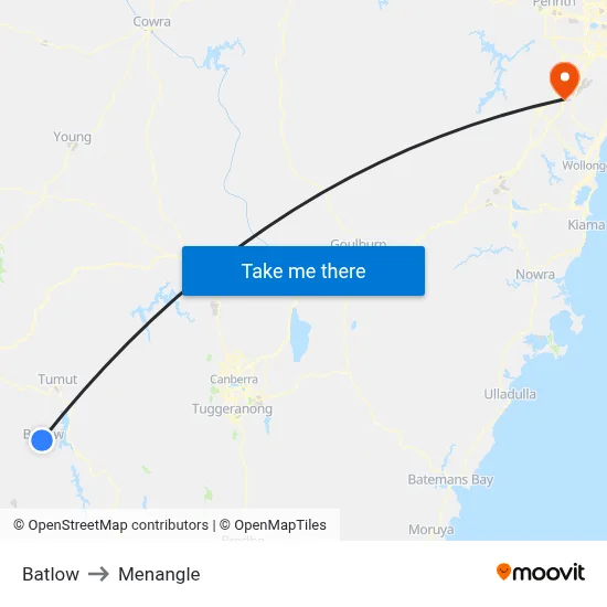 Batlow to Menangle map