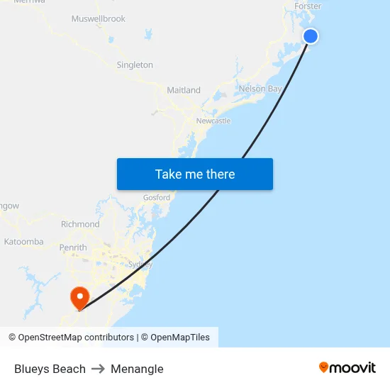 Blueys Beach to Menangle map