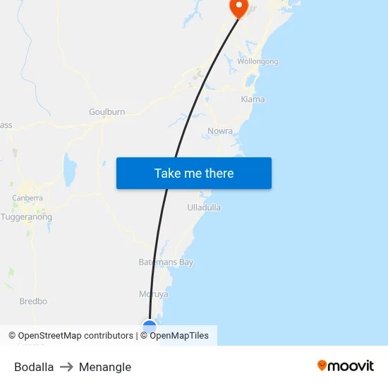 Bodalla to Menangle map