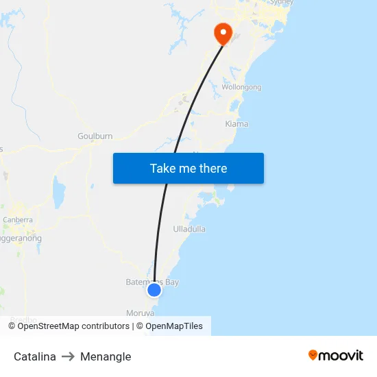 Catalina to Menangle map