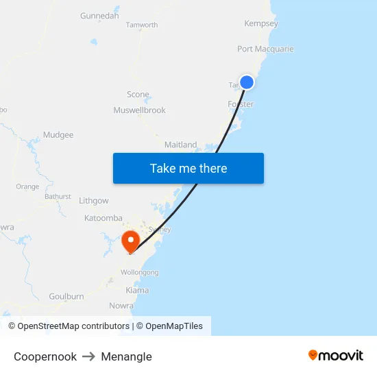 Coopernook to Menangle map