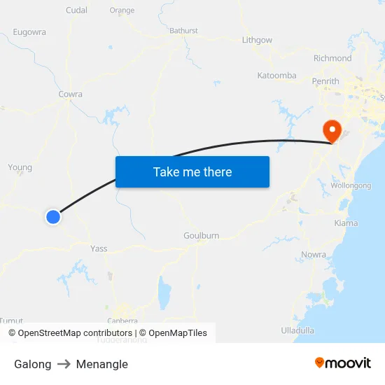 Galong to Menangle map
