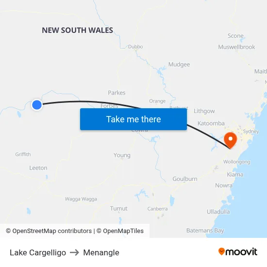 Lake Cargelligo to Menangle map