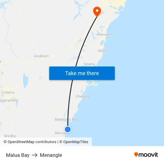 Malua Bay to Menangle map