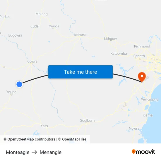 Monteagle to Menangle map