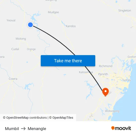 Mumbil to Menangle map