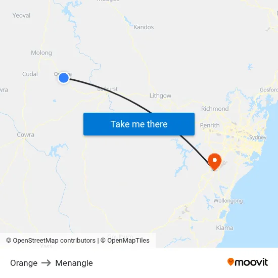Orange to Menangle map