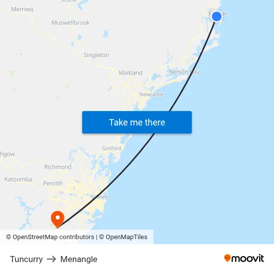 Tuncurry to Menangle map