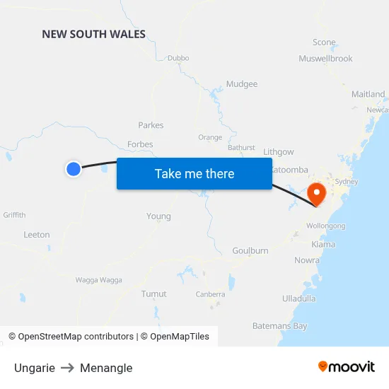 Ungarie to Menangle map