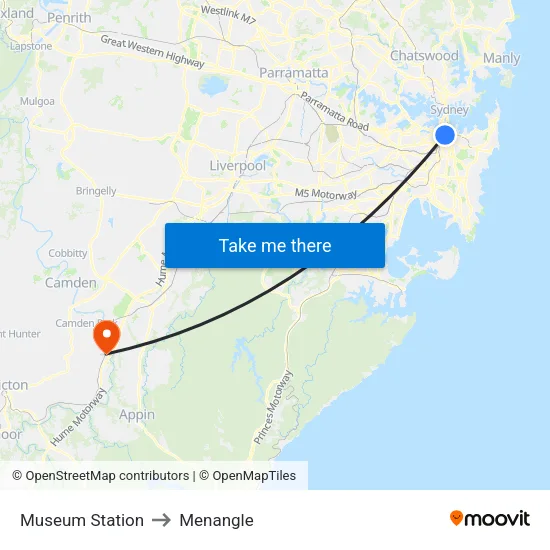 Museum Station to Menangle map