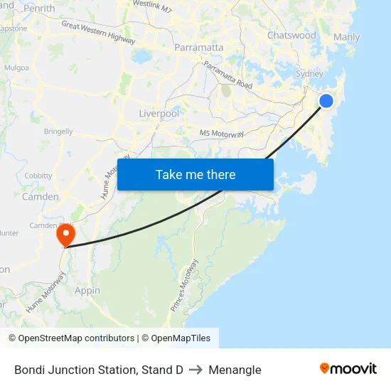 Bondi Junction Station, Stand D to Menangle map