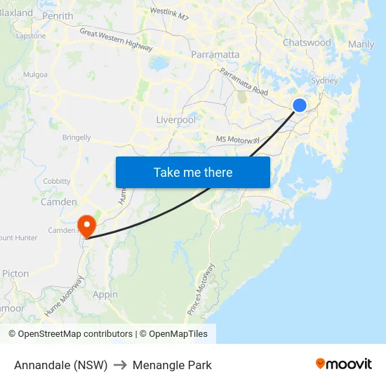 Annandale (NSW) to Menangle Park map