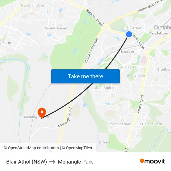 Blair Athol (NSW) to Menangle Park map