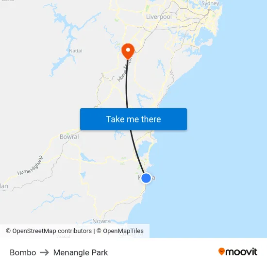 Bombo to Menangle Park map