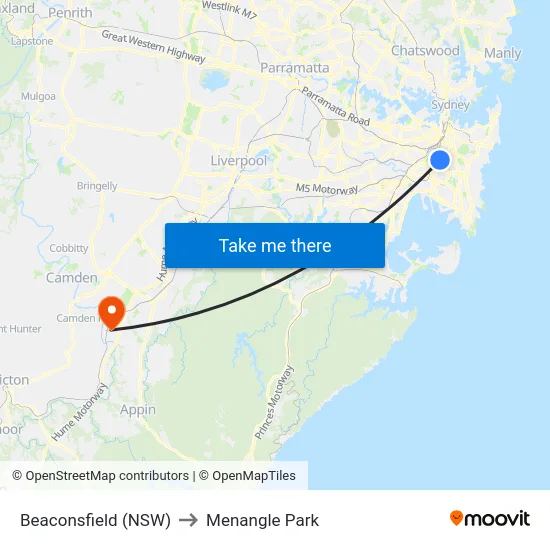 Beaconsfield (NSW) to Menangle Park map