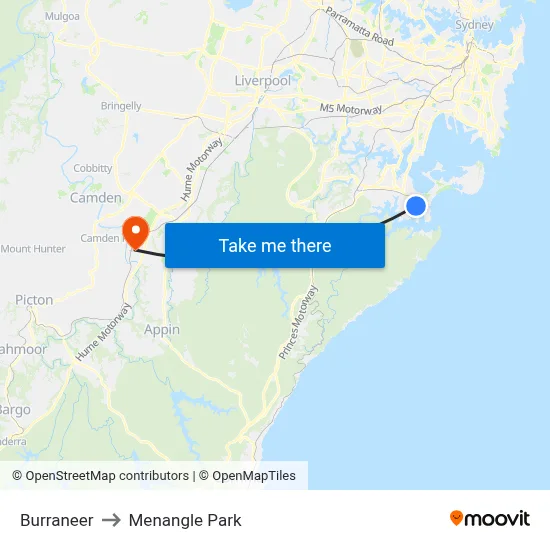 Burraneer to Menangle Park map