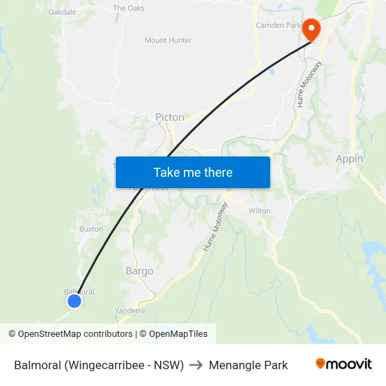 Balmoral (Wingecarribee - NSW) to Menangle Park map