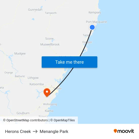 Herons Creek to Menangle Park map