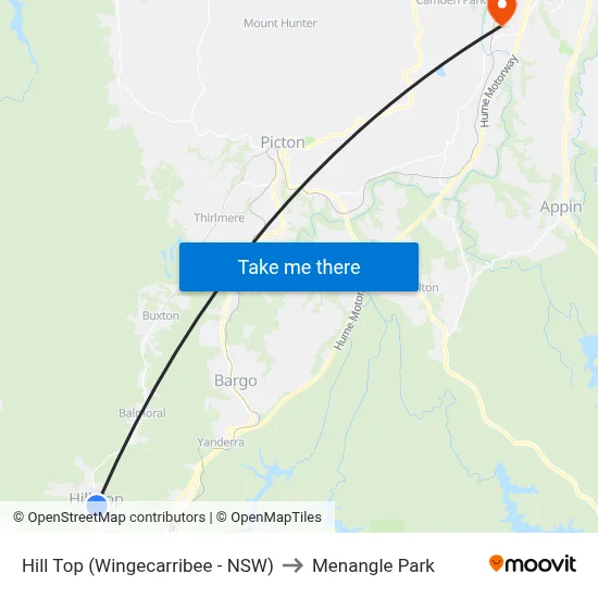 Hill Top (Wingecarribee - NSW) to Menangle Park map