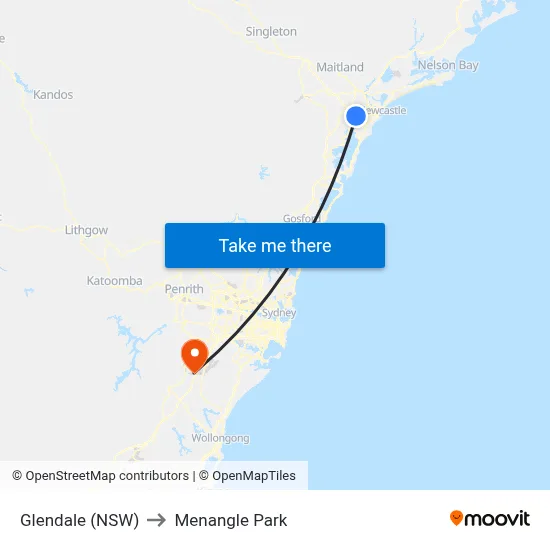 Glendale (NSW) to Menangle Park map