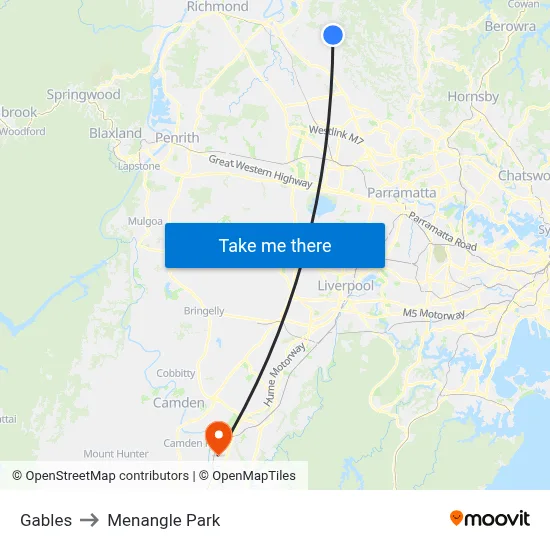 Gables to Menangle Park map