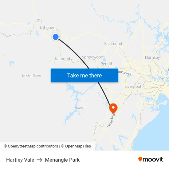 Hartley Vale to Menangle Park map