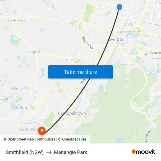 Smithfield (NSW) to Menangle Park map