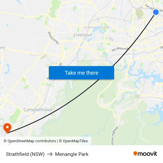 Strathfield (NSW) to Menangle Park map