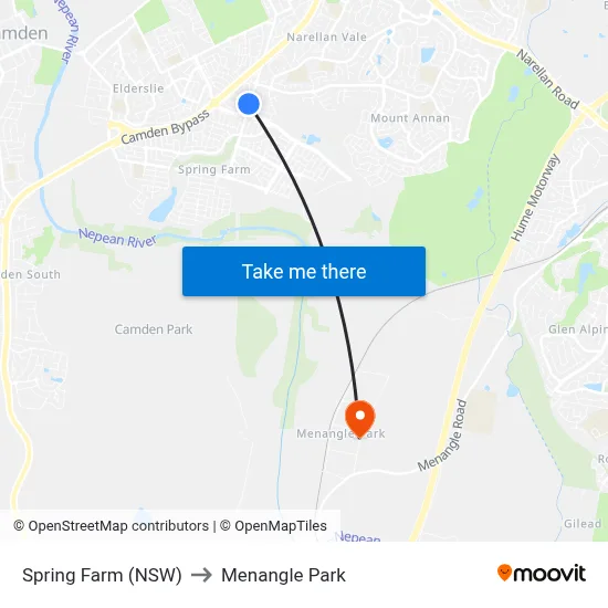 Spring Farm (NSW) to Menangle Park map