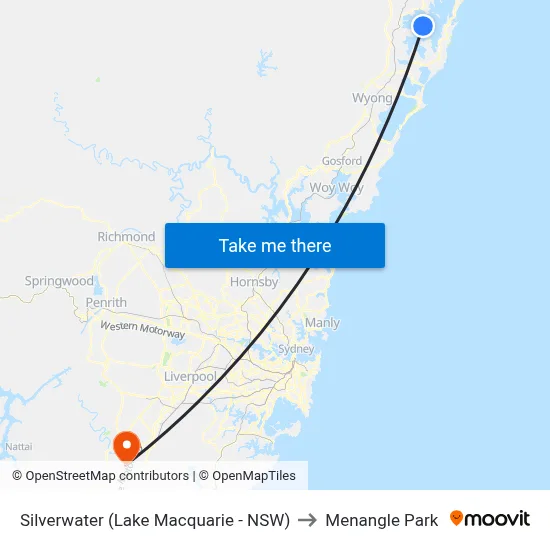 Silverwater (Lake Macquarie - NSW) to Menangle Park map