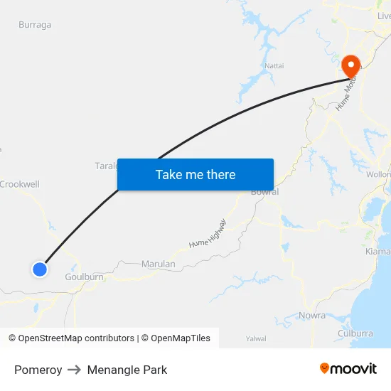 Pomeroy to Menangle Park map