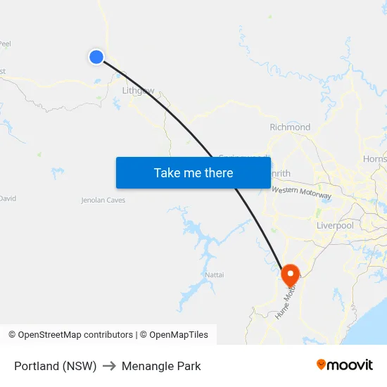 Portland (NSW) to Menangle Park map
