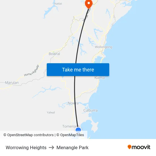 Worrowing Heights to Menangle Park map