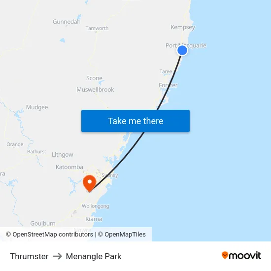 Thrumster to Menangle Park map
