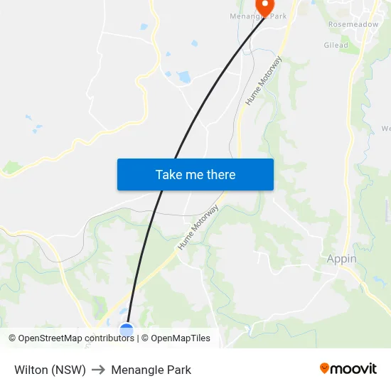 Wilton (NSW) to Menangle Park map