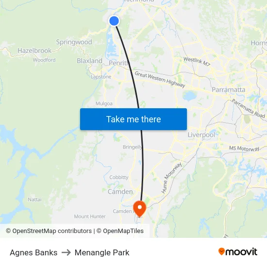 Agnes Banks to Menangle Park map