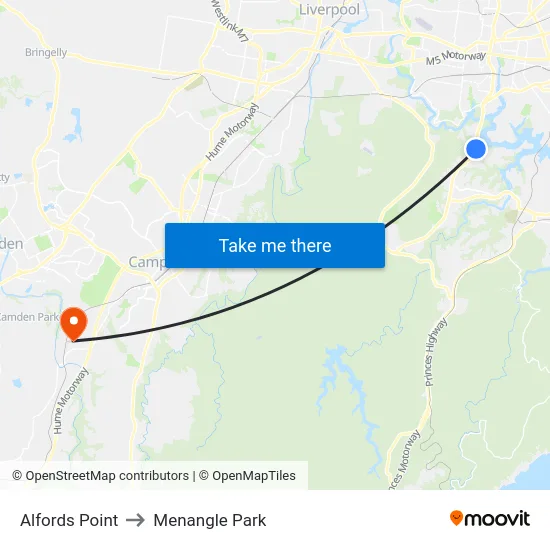 Alfords Point to Menangle Park map