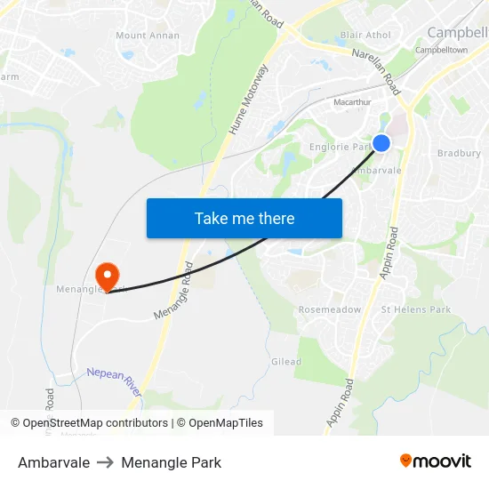 Ambarvale to Menangle Park map