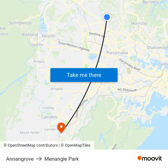 Annangrove to Menangle Park map